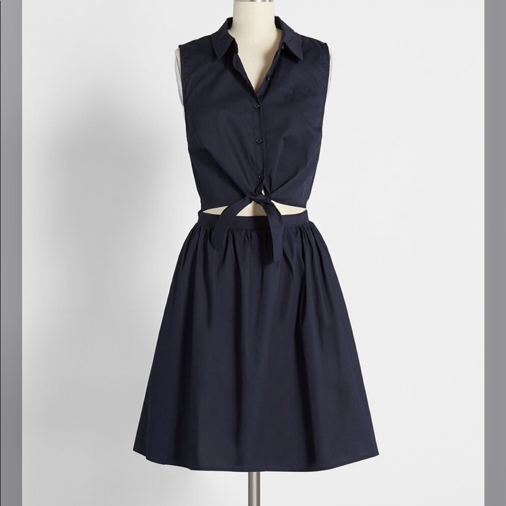 LAST CHANCE NWT Navy Cutout Shirt Dress